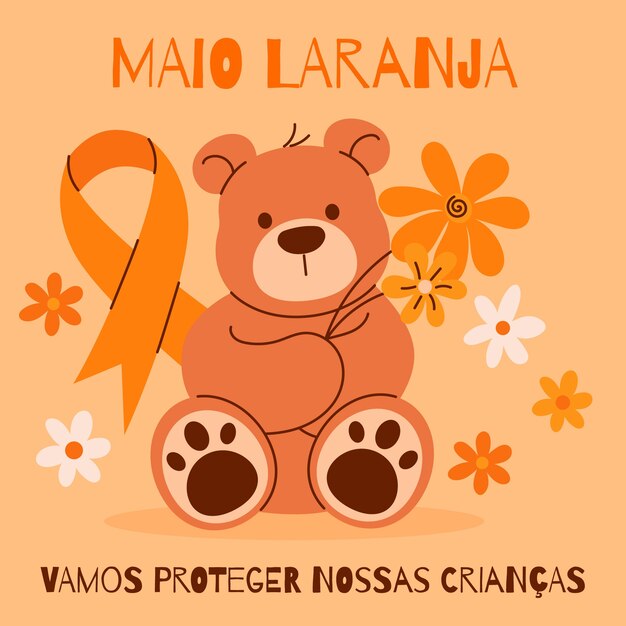 Ilustración plana de conciencia de maio laranja