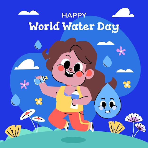 Vector gratuito ilustración plana para la concienciación del día mundial del agua.