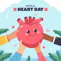 Vector gratuito ilustración plana para la concienciación del día mundial del corazón