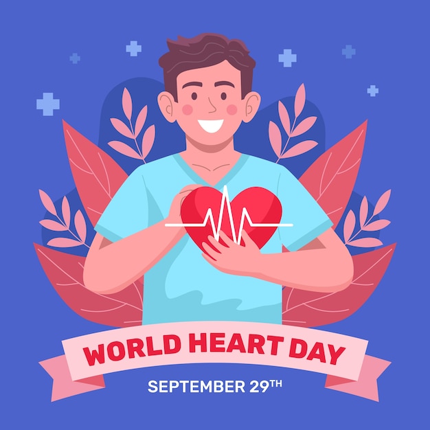 Vector gratuito ilustración plana para la concienciación del día mundial del corazón