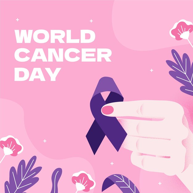 Ilustración plana para la concienciación sobre el día mundial del cáncer