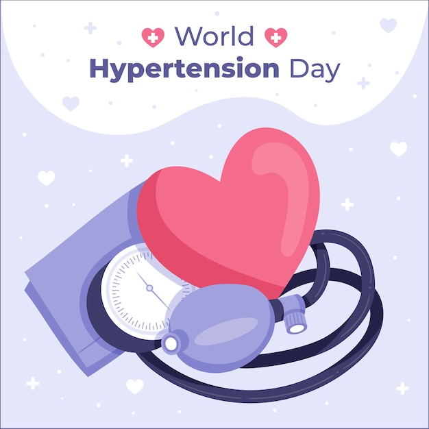 Ilustración plana para la concientización del día mundial de la hipertensión.