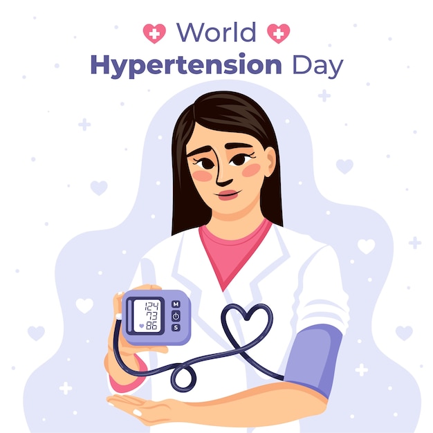 Vector gratuito ilustración plana para la concientización del día mundial de la hipertensión.