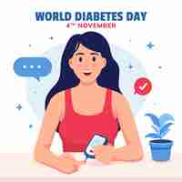 Vector gratuito ilustración plana para la concientización sobre el día mundial de la diabetes.