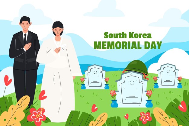 Ilustración plana para la conmemoración del día conmemorativo de corea