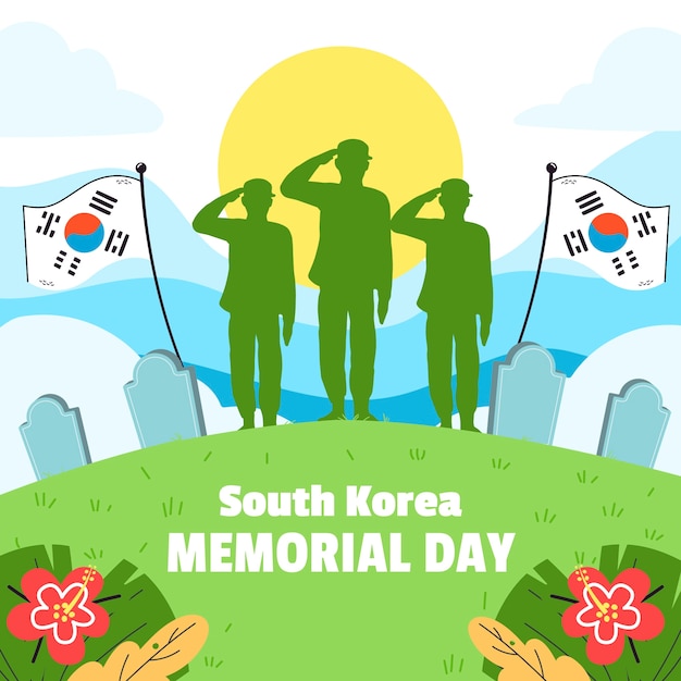 Ilustración plana para la conmemoración del día conmemorativo de corea