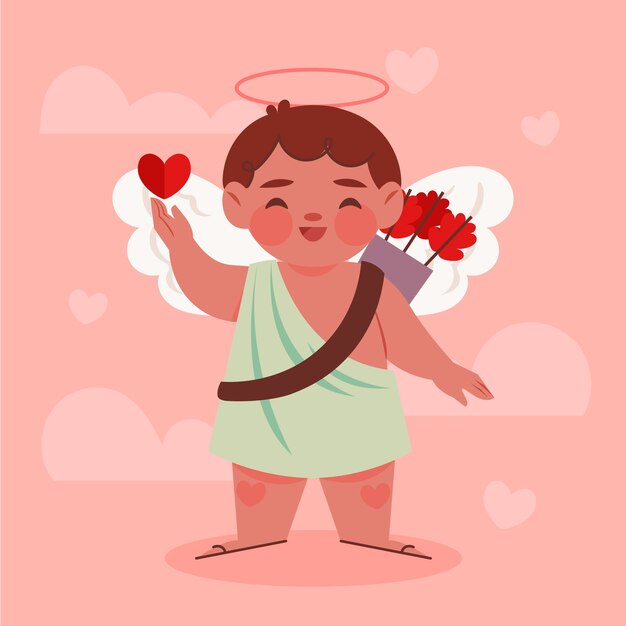 Ilustración plana de cupido del día de san valentín