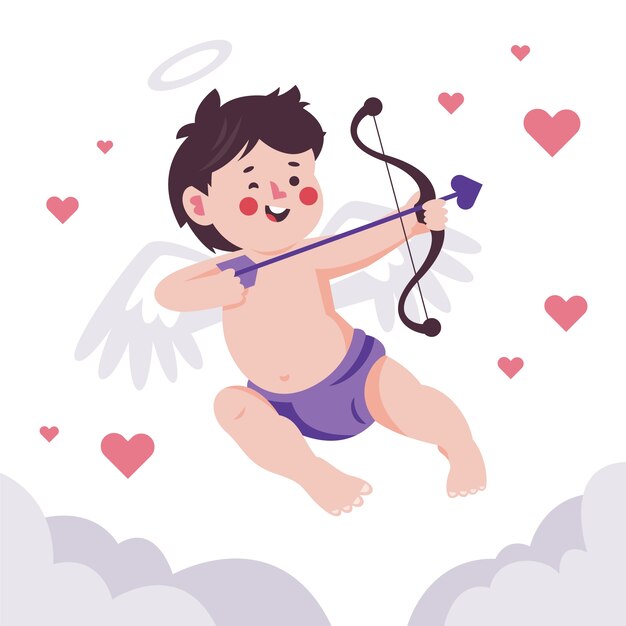 Ilustración plana de cupido del día de san valentín