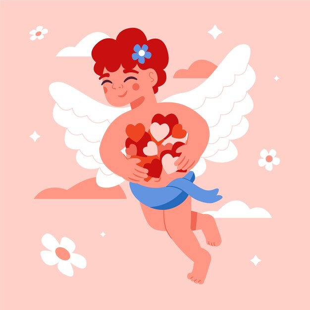 Ilustración plana de cupido del día de san valentín