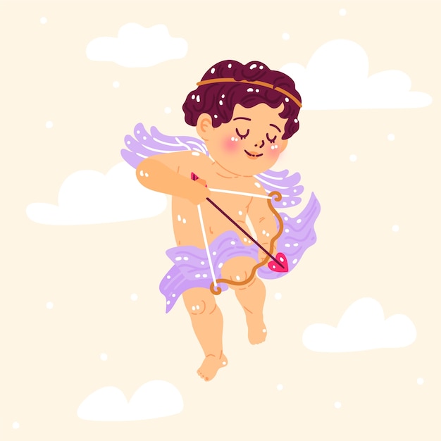 Ilustración plana de cupido del día de san valentín