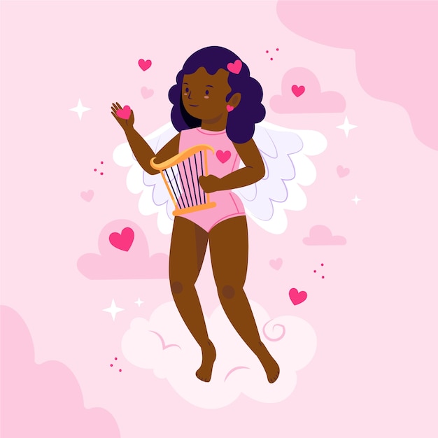 Vector gratuito ilustración plana de cupido del día de san valentín