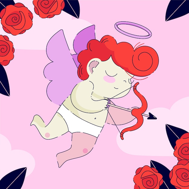 Vector gratuito ilustración plana de cupido del día de san valentín