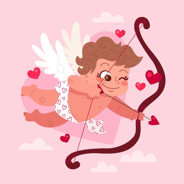 Ilustración plana de cupido o querubín del día de san valentín