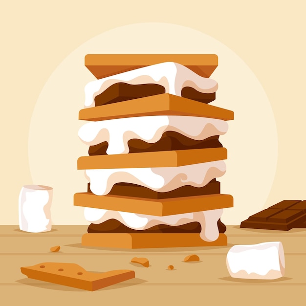 Vector gratuito ilustración plana deliciosa s'more set