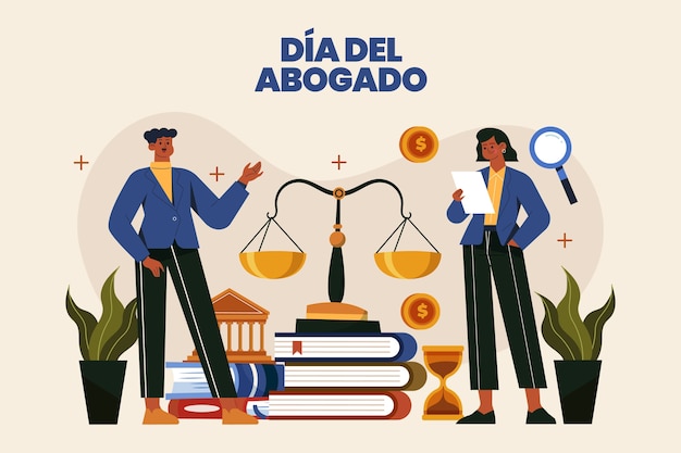 Ilustración plana del día de los abogados en español