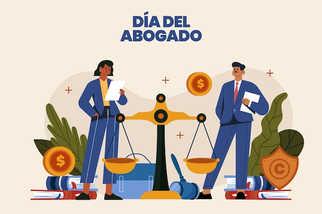 Ilustración plana del día de los abogados en español