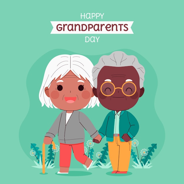 Vector gratuito ilustración plana del día de los abuelos con pareja mayor