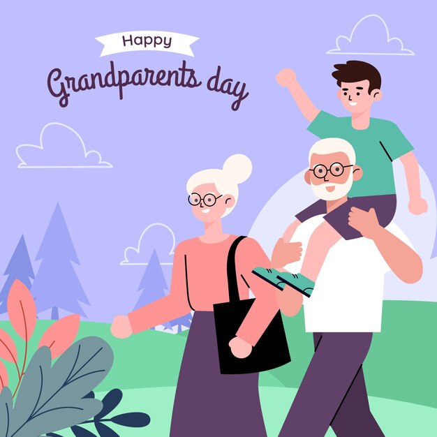 Ilustración plana del día de los abuelos