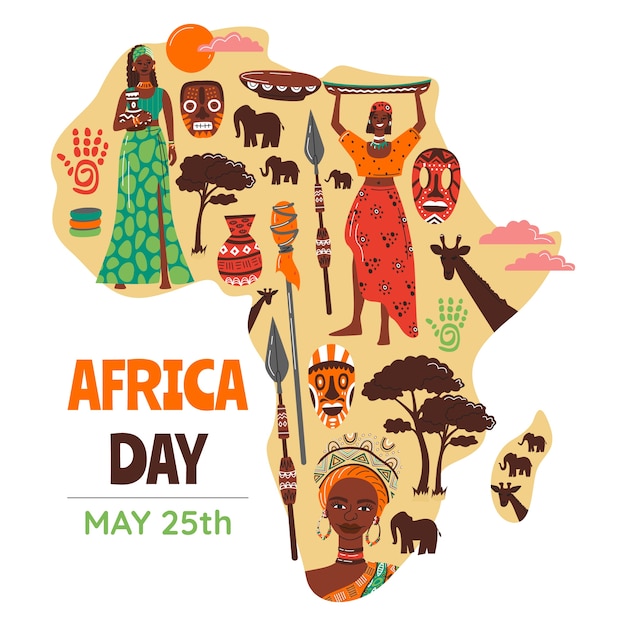 Vector gratuito ilustración plana del día de áfrica