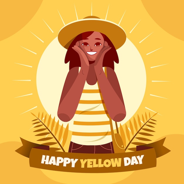 Ilustración plana de día amarillo