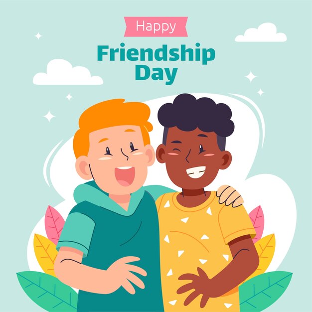 Ilustración plana del día de la amistad