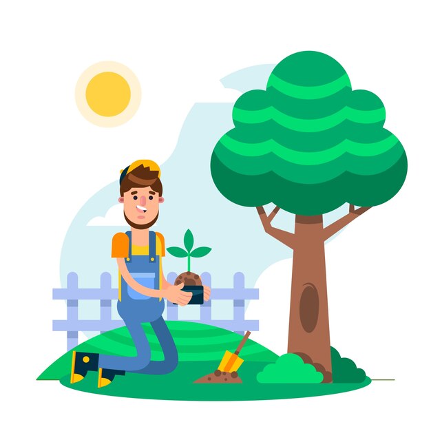 Ilustración plana del día del árbol