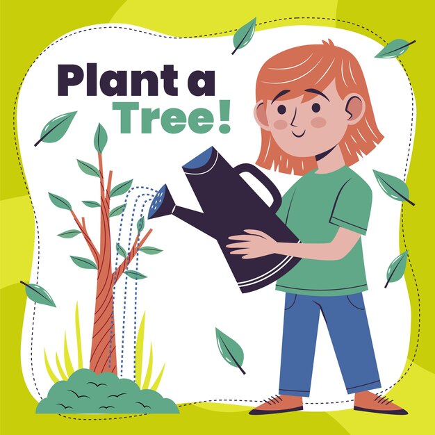 Ilustración plana del día del árbol