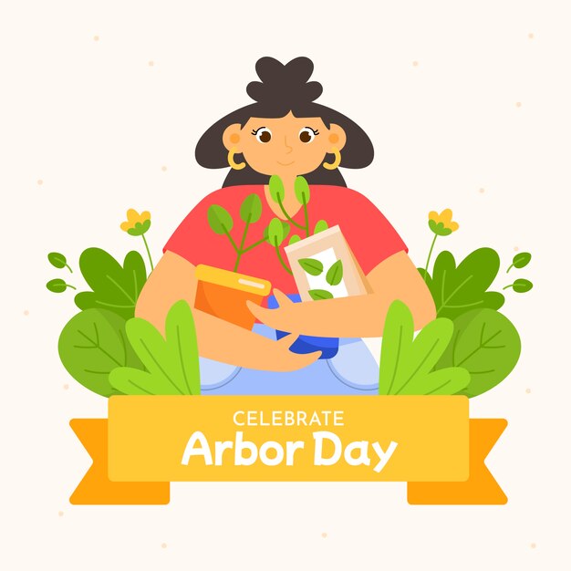 Ilustración plana del día del árbol