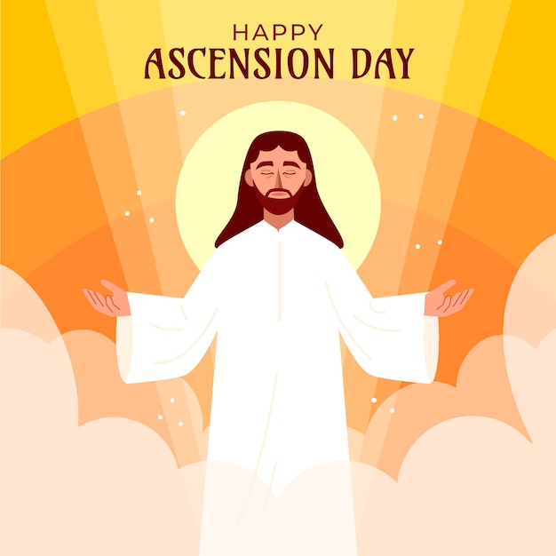 Vector gratuito ilustración plana del día de la ascensión con jesús