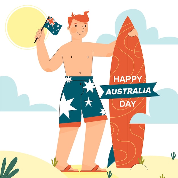 Ilustración plana del día de australia