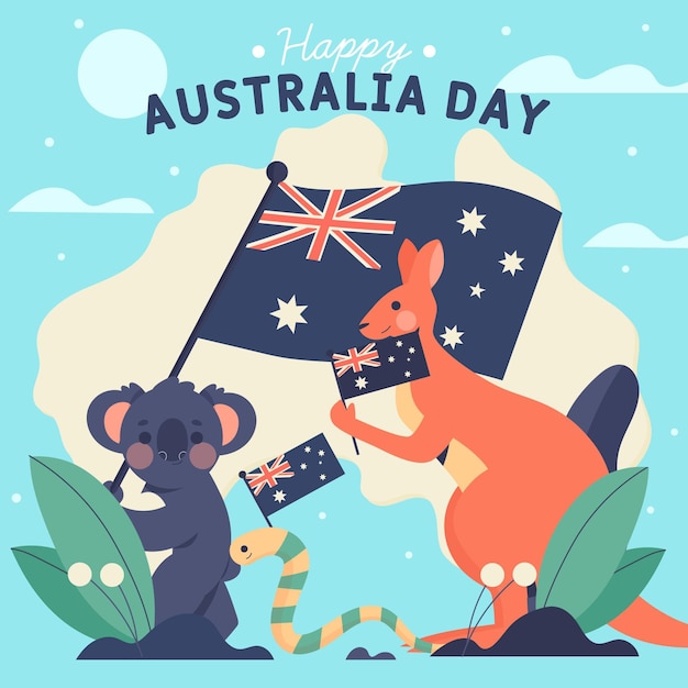 Vector gratuito ilustración plana del día de australia