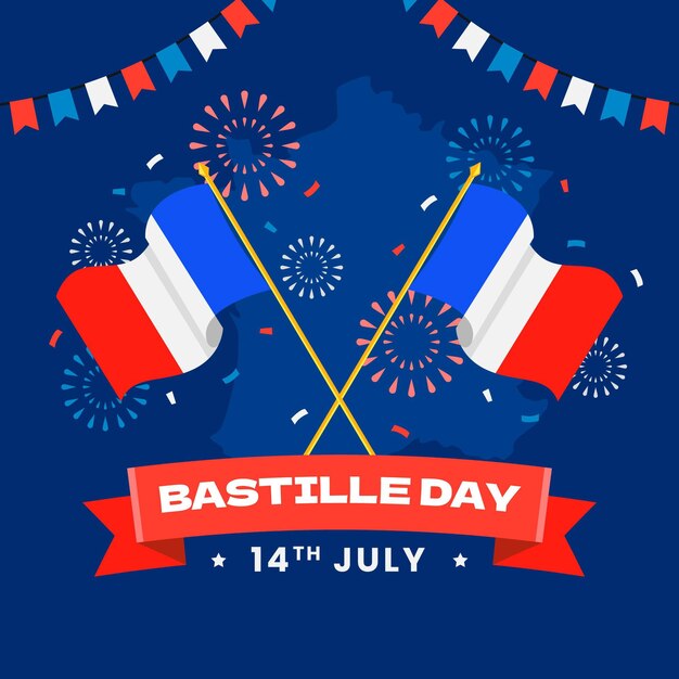 Ilustración plana del día de la bastilla