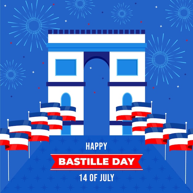 Ilustración plana del día de la bastilla