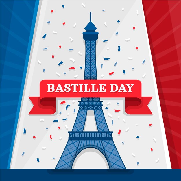 Ilustración plana del día de la bastilla