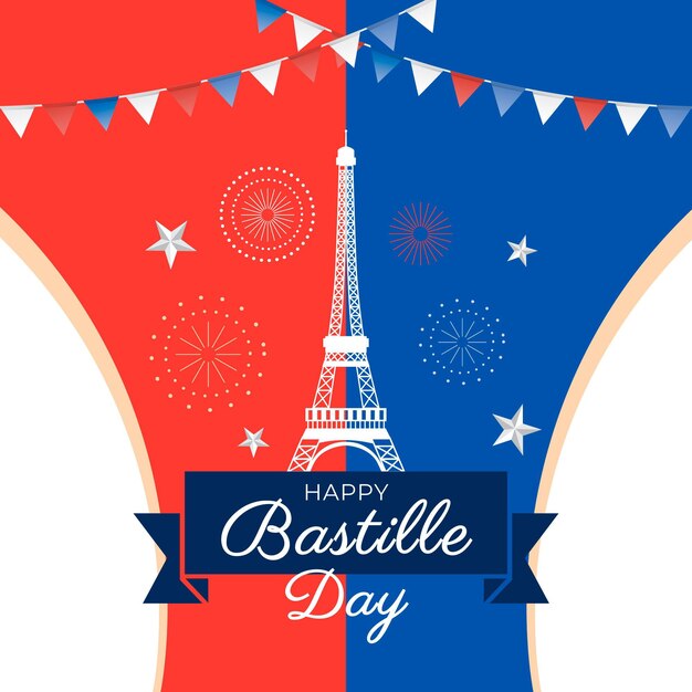 Ilustración plana del día de la bastilla