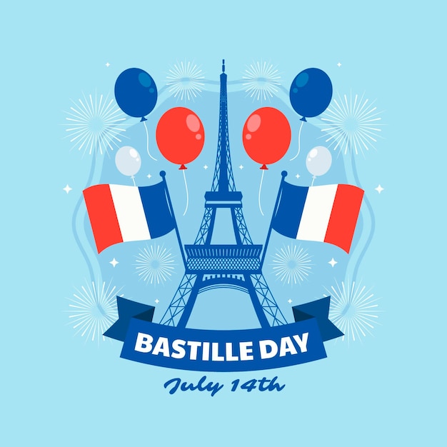 Ilustración plana del día de la bastilla
