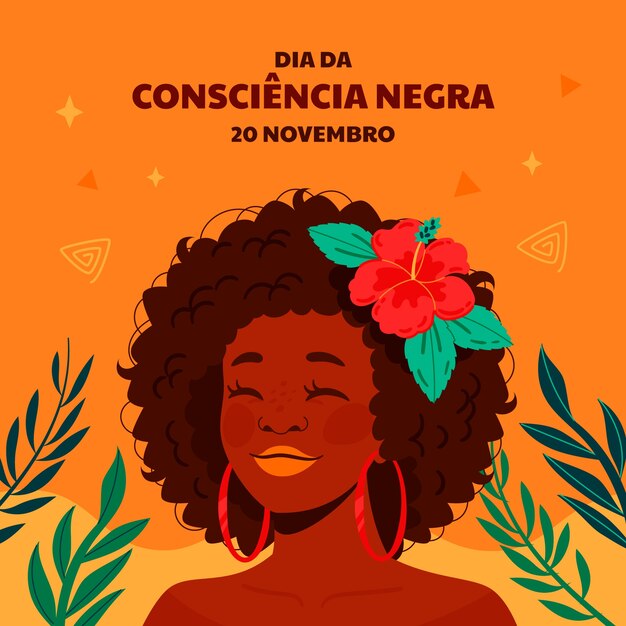 Ilustración plana para el día brasileño de concientización sobre la raza negra.