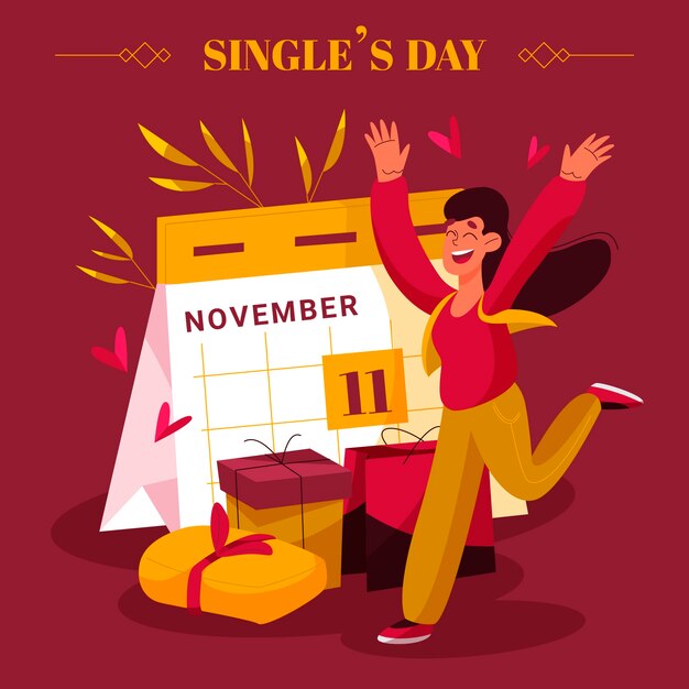 Ilustración plana del día de compras 11.11