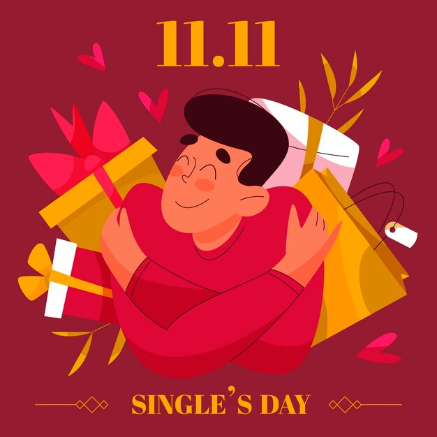 Ilustración plana del día de compras 11.11
