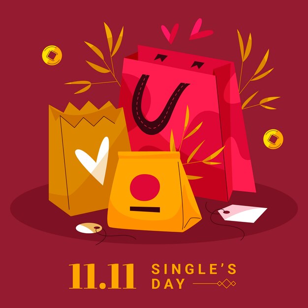 Ilustración plana del día de compras 11.11