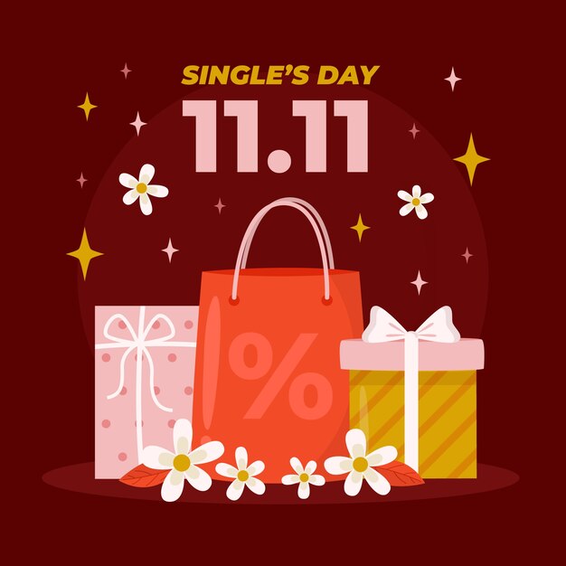 Ilustración plana del día de compras 11.11