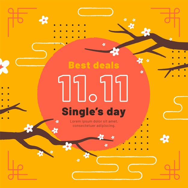 Ilustración plana del día de compras 11.11