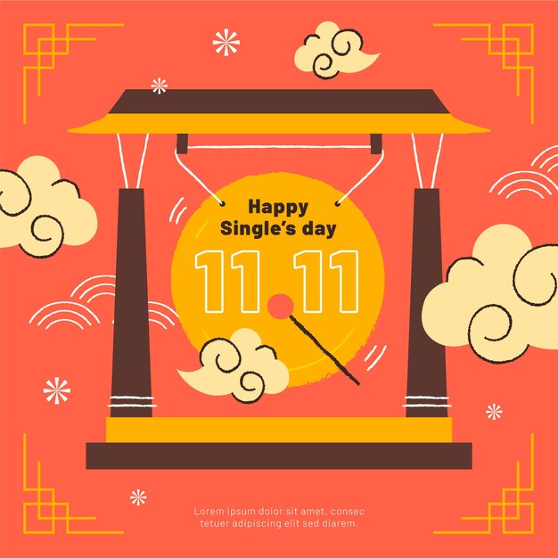 Ilustración plana del día de compras 11.11