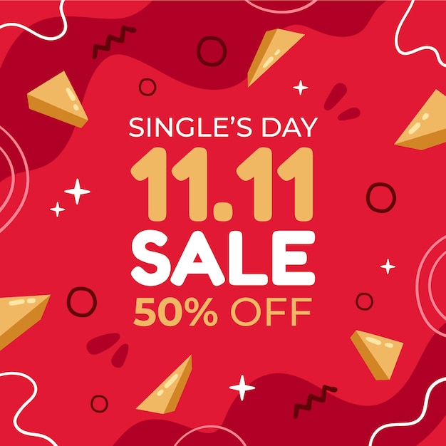 Ilustración plana del día de compras del día de solteros 11.11