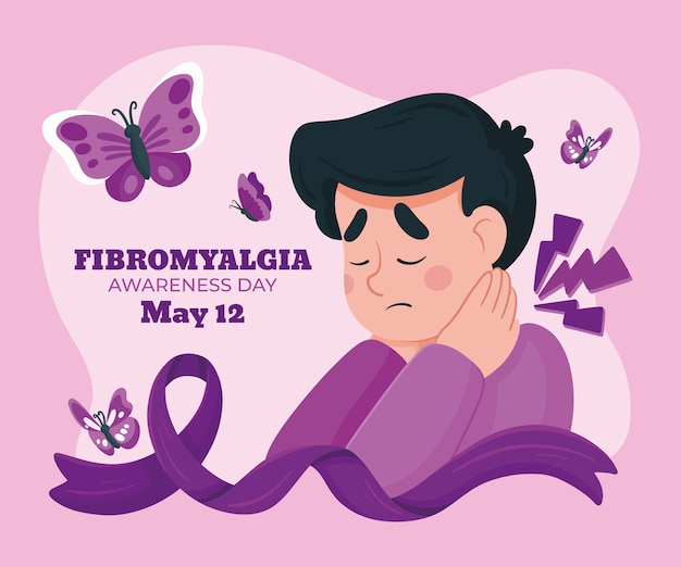 Vector gratuito ilustración plana para el día de concientización sobre la fibromialgia