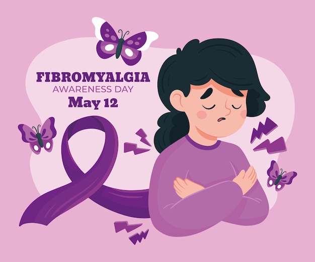 Vector gratuito ilustración plana para el día de concientización sobre la fibromialgia