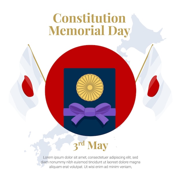 Vector gratuito ilustración plana del día conmemorativo de la constitución japonesa