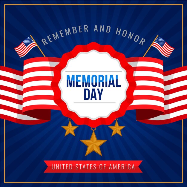 Ilustración plana del día conmemorativo de Estados Unidos