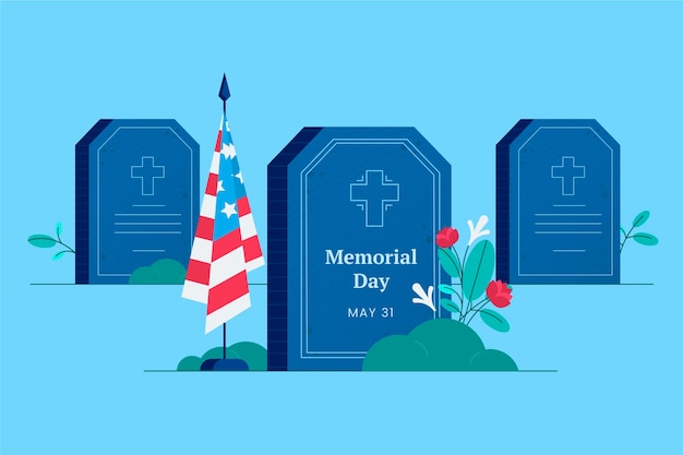 Ilustración plana del día conmemorativo de estados unidos