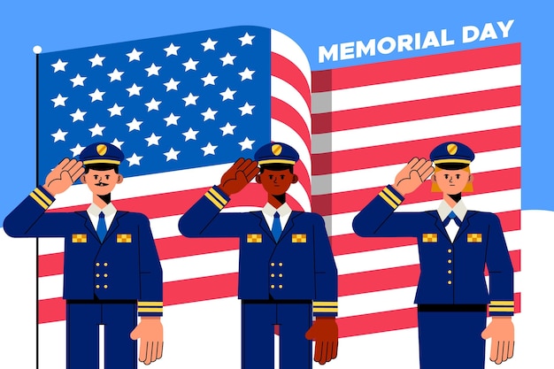 Vector gratuito ilustración plana del día conmemorativo de estados unidos